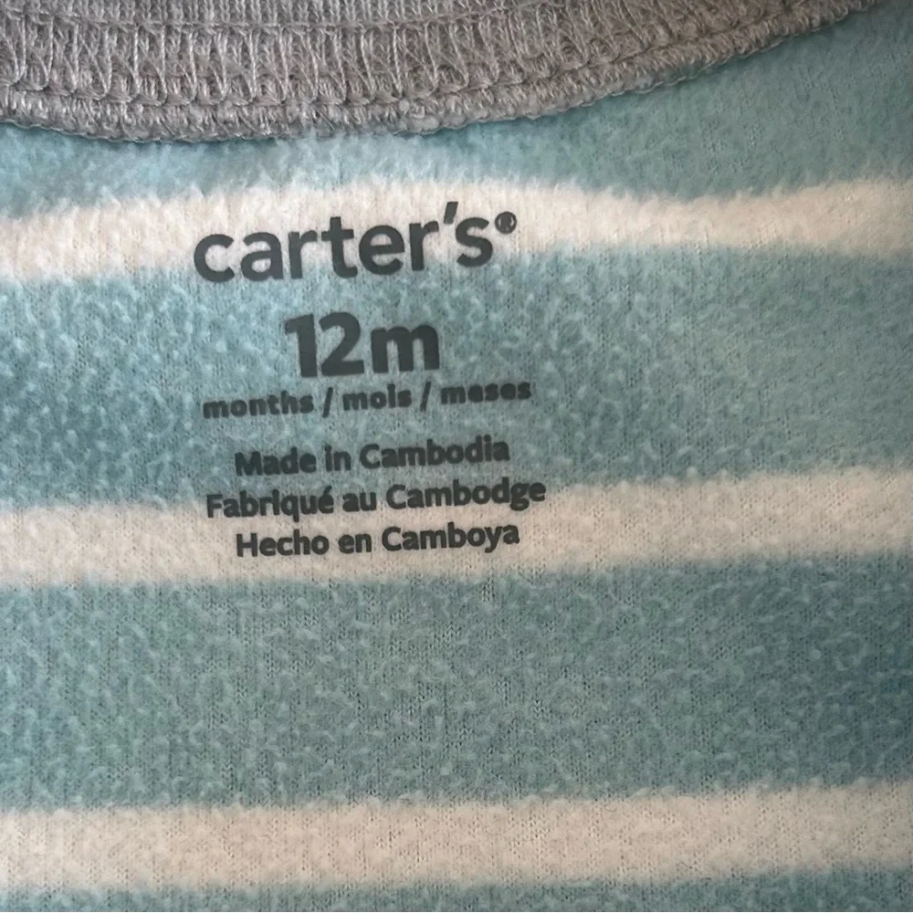 Carter's Teal Striped Dinosaur Footie - Picture 6 of 9